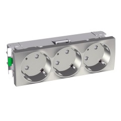 Розетка тройная 3х2Р+Е со шторками 45" Altira Schneider Electric металлик 6 модулей
