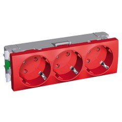 Розетка тройная 3х2Р+Е со шторками и блокировкой 45" Altira Schneider Electric красная 6 модулей