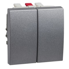 Переключатель 2-х клавишный 16А Altira Schneider Electric металлик 2 модуля