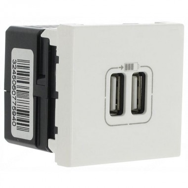 Купить Розетка 2xUSB тип С Legrand Mosaic для зарядки 2 модуля белый