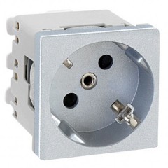 Розетка Simon K45 2к+з 16A 45х45мм, безвинтовые клеммы, алюминий
