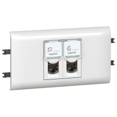 Розетка 2хRJ45 Legrand DLP Mosaic Кат.6 UTP с рамкой и суппортом для кабель-канала с крышкой 65мм