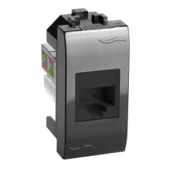 Компьютерная розетка RJ-45, кат.5E (разъем AMP) DKC Brava 1 модуль черная