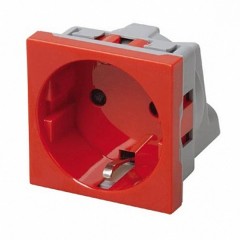 Розетка силовая 2Р+Е со шторками DKC Viva 2 модуля красная