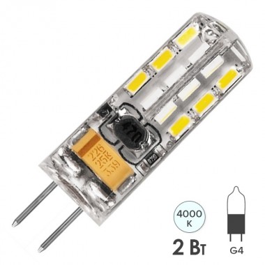 Обзор Лампа светодиодная капсула Feron LB-420 2W 4000K 12V G4 160lm 10x36mm белый свет