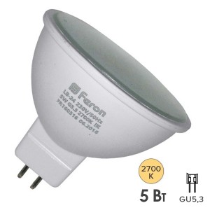 Купить Лампа светодиодная Feron MR16 LB-24 5W 2700K 410Lm 220V GU5.3 теплый свет