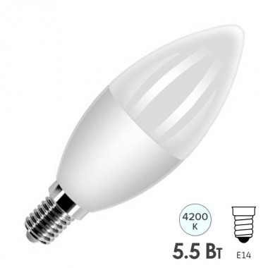 Купить Лампа светодиодная свеча FL-LED C37 5,5W 4200К 220V E14 37х108 510Лм белый свет