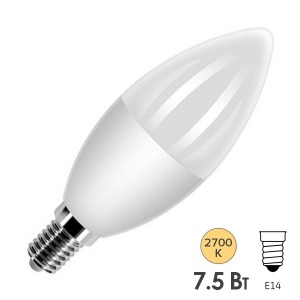 Отзывы Лампа светодиодная свеча FL-LED C37 7,5W 2700К 220V E14 37х108 700Лм теплый свет