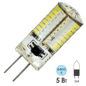 Лампа светодиодная Foton FL-LED-G4 5W 220V 6400K G4 300lm 15х43mm холодный свет