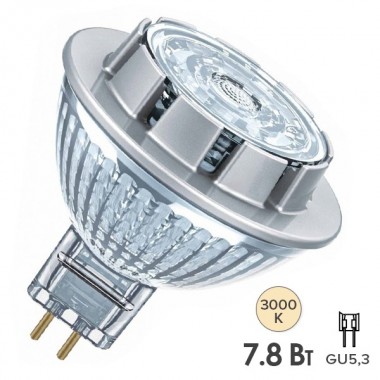 Обзор Лампа светодиодная Osram LED MR16 50 ADV 7,8W/830 DIM 36° 12V 621lm GU5.3