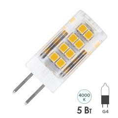 Лампа светодиодная капсула Feron LB-432 5W 4000K 220V G4 480lm 16x45mm белый свет