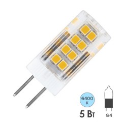 Лампа светодиодная капсула Feron LB-432 5W 6400K 220V G4 500lm 16x45mm холодный свет