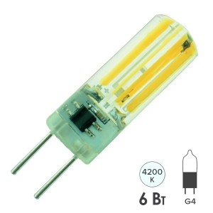 Лампа светодиодная Foton FL-LED G4-COB 6W 4200K 220V G4 420lm 15х50mm белый свет