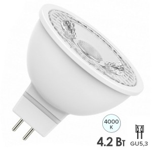 Обзор Лампа светодиодная Osram LED ST MR16 50 4,2W/840 110° 220V 380lm GU5.3