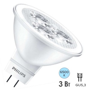 Светодиодная лампа Philips LED MR16 3W (35W) 6500K 12V GU5.3 24° 290lm