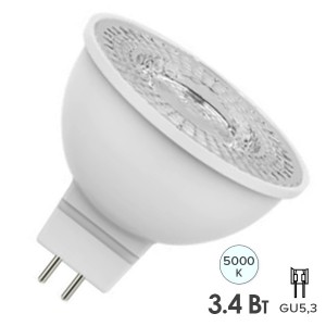 Обзор Светодиодная лампа OSRAM ST MR16 3.4W (35W) 230V 5000K GU5.3 270lm 110° L45x50mm LEDVANCE