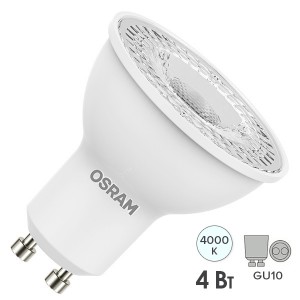 Обзор Лампа светодиодная Osram LED STAR PAR16 5036 50 4W/840 230V GU10 370lm 35° 15000h