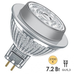 Обзор Лампа светодиодная Osram LED PARATHOM MR16 7.2W/827 (50W) 12V 36° GU5.3