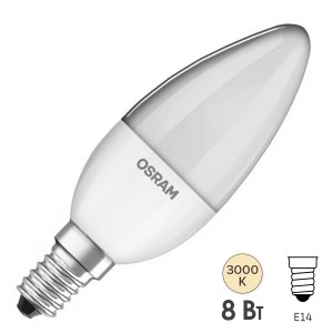 Лампа светодиодная Osram LED свеча LS CLASSIC B 7W (75W) 830 230V FR E14 806lm 240° 15000h