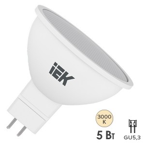 Купить Лампа светодиодная ECO MR16 софит 5Вт 230В 3000К GU5.3 IEK 442595