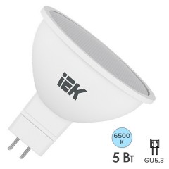 Лампа светодиодная ECO MR16 софит 5Вт 230В 6500К GU5.3 IEK 526943