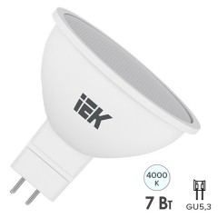 Лампа светодиодная ECO MR16 софит 7Вт 230В 4000К GU5.3 IEK 442656
