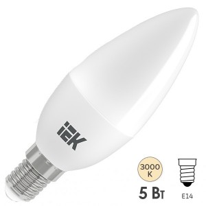 Обзор Лампа светодиодная ECO C35 свеча 5Вт 230В 3000К E14 IEK 442199