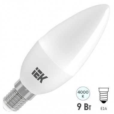 Купить Лампа светодиодная ECO C35 свеча 9Вт 230В 4000К E14 IEK