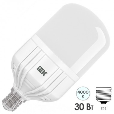 Обзор Лампа светодиодная HP 30Вт 230В 4000К E27 184x100mm IEK