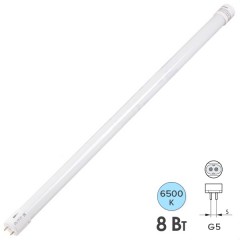 Лампа светодиодная Jazzway PLED T5 600GL 8w FR 6500K G5 230V D20?563mm (стекло/работа без ПРА)
