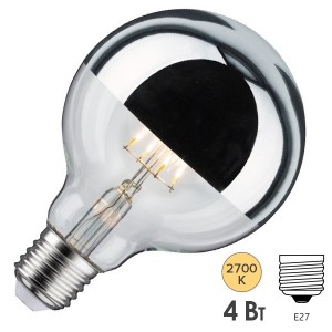 Лампа филаментная светодиодная Paulmann LED G95 4W 2700K E27 зеркальное покрытие