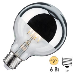 Лампа филаментная светодиодная Paulmann LED G95 DIM 6W 2700K E27 зеркальное покрытие