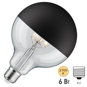 Лампа филаментная светодиодная Paulmann LED G95 DIM 6W 2700K E27 с черным матовым покрытием