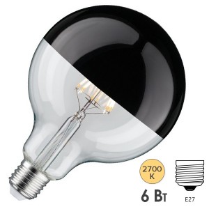 Купить Лампа филаментная светодиодная Paulmann LED G95 DIM 6W 2700K E27 с черным покрытием