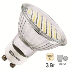 Лампа светодиодная PAR16-3 Вт-220 В -3000 К–GU 10 SMD TDM