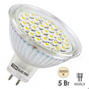 Купить Лампа светодиодная MR16-5 Вт-12 В -3000 К–GU 5,3 SMD TDM