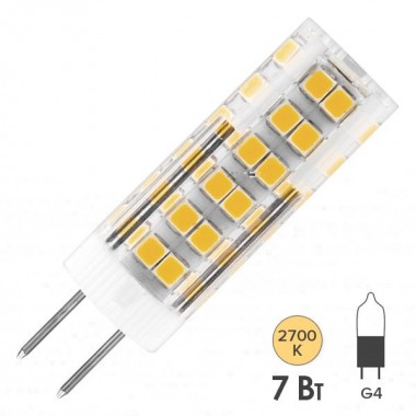 Обзор Лампа светодиодная капсула Feron LB-433 7W 2700K 220V G4 560lm 16x50mm теплый свет