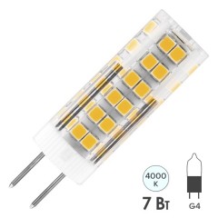 Лампа светодиодная капсула Feron LB-433 7W 4000K 220V G4 580lm 16x50mm белый свет