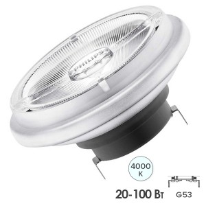 Лампа светодиодная Philips MAS LEDspotLV D 20-100W 840 AR111 24° DIM 12V G53 1250lm