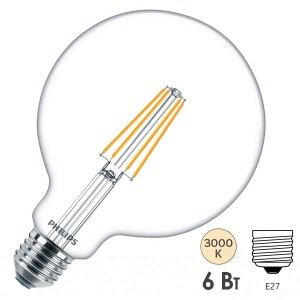 Купить Лампа светодиодная Philips LEDClassic 6-60W G120 E27 830 CL (929001975108/871869962317300)