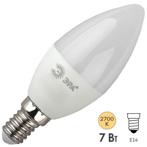 Лампа светодиодная свеча ЭРА LED B35-7W-827-E14 теплый свет 556094