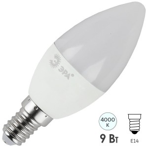 Лампа светодиодная свеча ЭРА LED B35-9W-840-E14 белый свет 576702