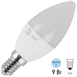 Обзор Лампа светодиодная свеча ЭРА LED B35-9W-860-E14 холодный свет 700348