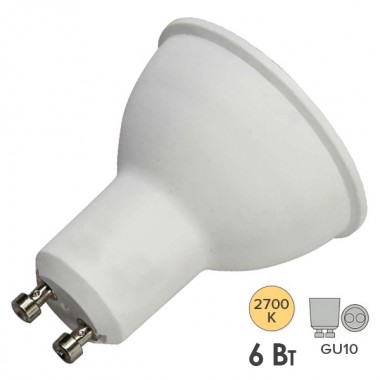 Обзор Лампа светодиодная ЭРА LED MR16-6W-827-GU10 теплый свет 556148