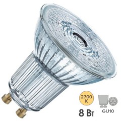 Лампа светодиодная Osram LED 1-PARATHOM PAR16 80 8W/827 DIM 60° 230V GU10 575lm d50x58mm