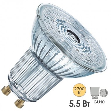 Отзывы Лампа светодиодная Osram LED 1-PARATHOM PAR16 50 5,5W/927 DIM 36° 230V GU10 350lm d51x55mm