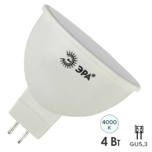 Лампа светодиодная ЭРА LED MR16-4W-840-GU5.3 белый свет 522822