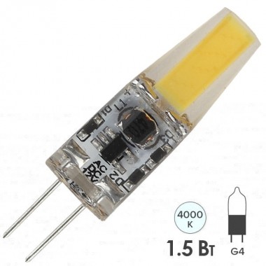 Обзор Лампа светодиодная ЭРА LED JC-1,5W-12V-COB-840-G4 белый свет 734305