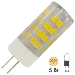 Лампа светодиодная ЭРА LED JC-5W-220V-CER-827-G4 теплый свет 585384