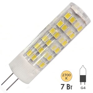 Лампа светодиодная ЭРА LED JC-7W-220V-CER-827-G4 теплый свет 604519